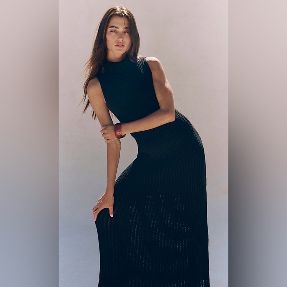 NWT FREE PEOPLE HARLEY SWEATER MAXI DRESS BLACK